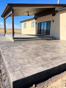 Custom concrete patio in Colorado home