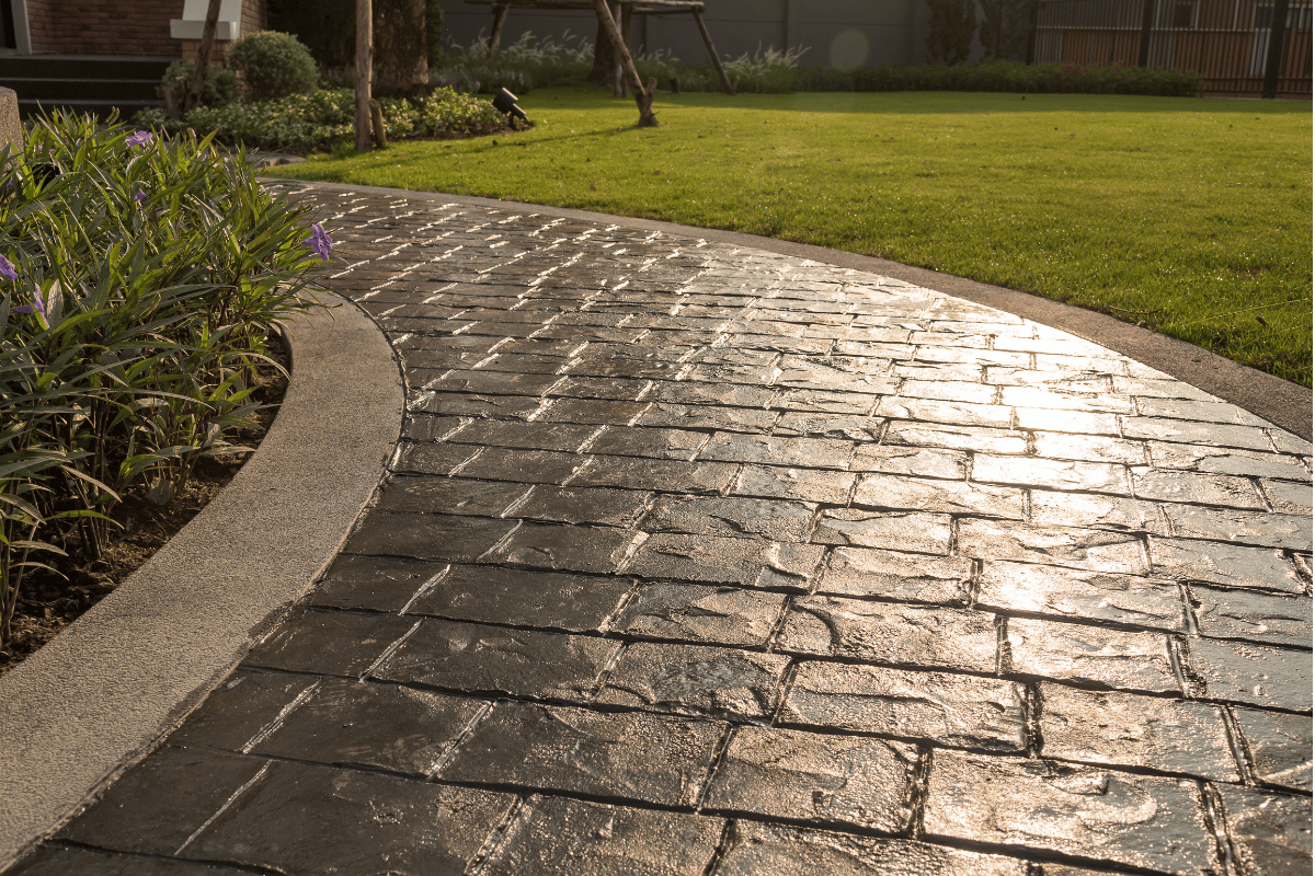 Custom stamped concrete walkway contractors in Denver